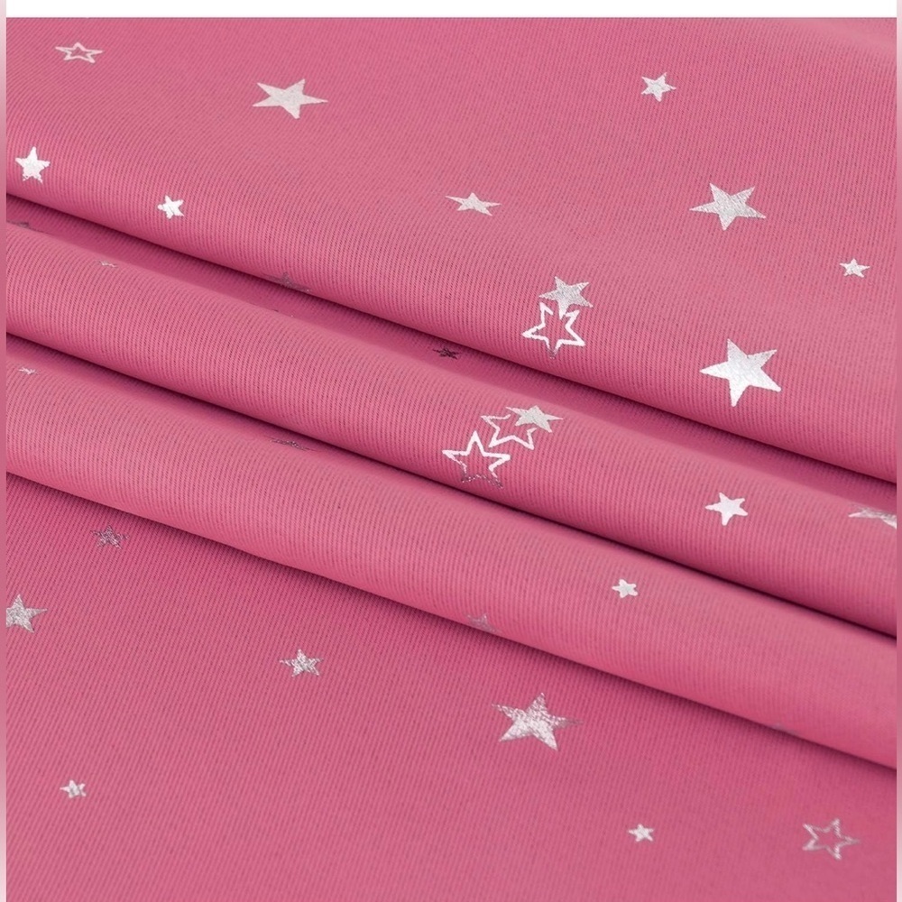 Pink Star Patterned Curtains 2 pieces - Picture 3 of 5
